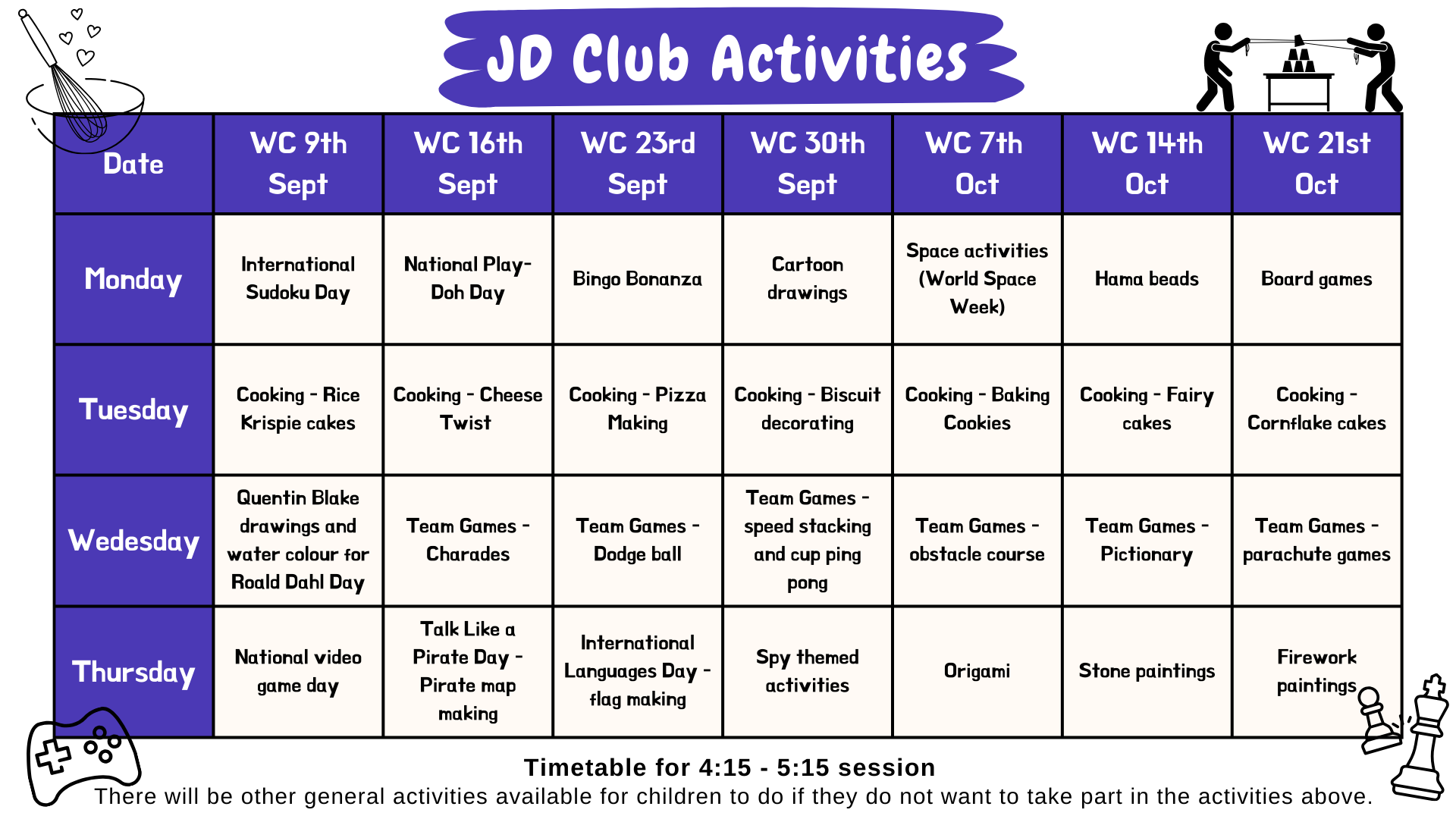 Example of Afteerschool Club activites